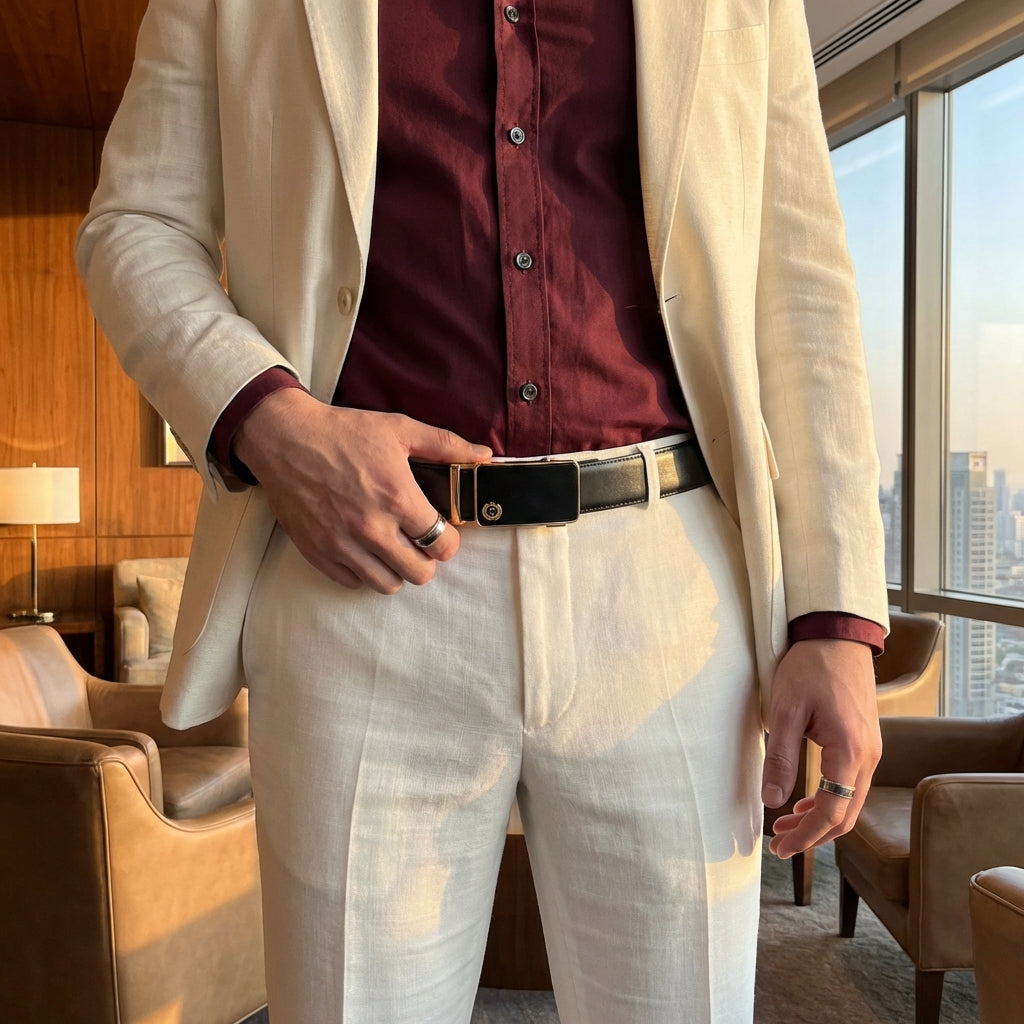 Handmade Luxury Italian Leather Ratchet Smart Belt for Men – Automatic Adjustable Men's Dress Belt | Multiple Colors