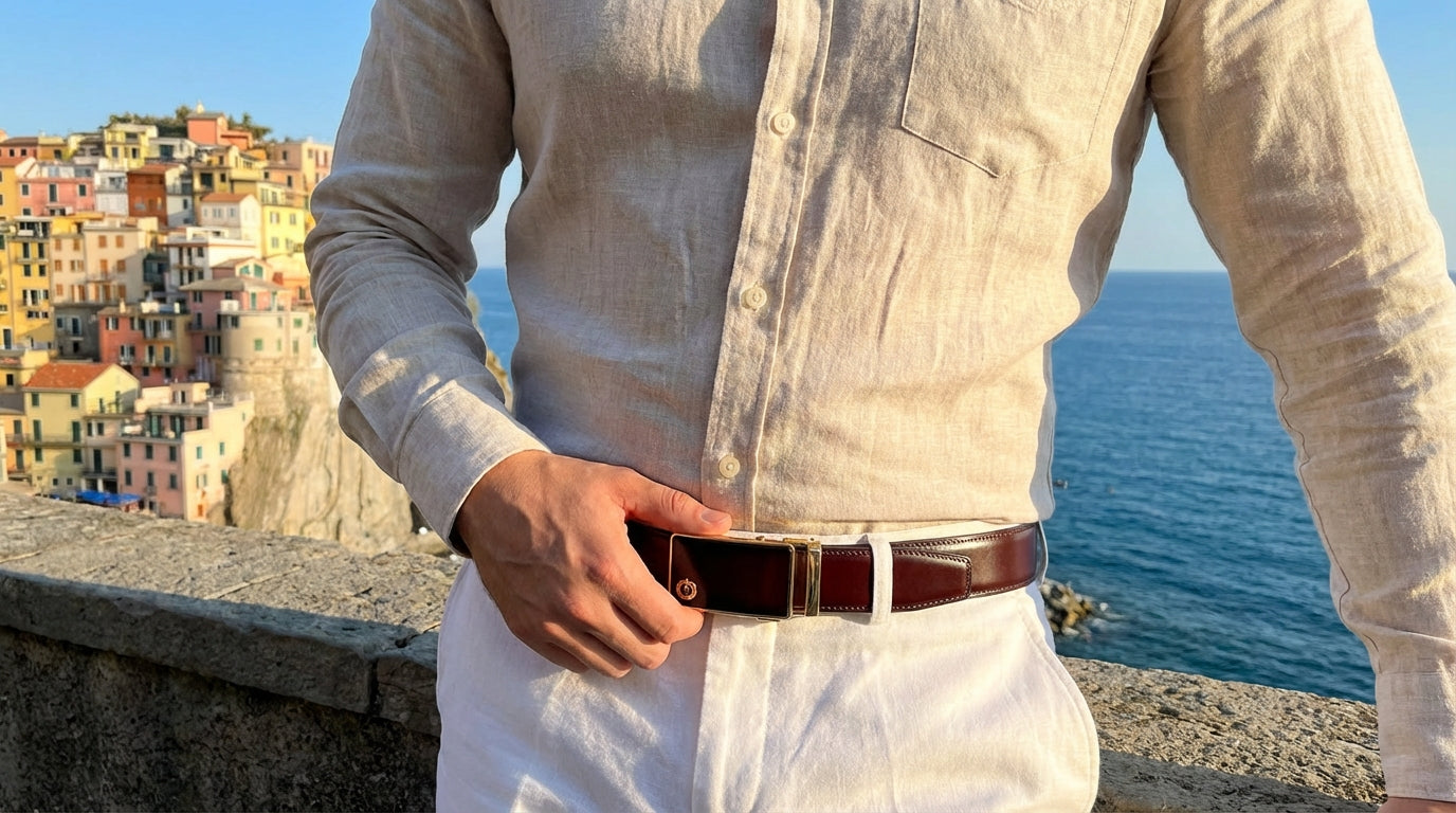 Handmade Luxury Italian Leather Ratchet Smart Belt for Men – Automatic Adjustable Men's Dress Belt | Multiple Colors